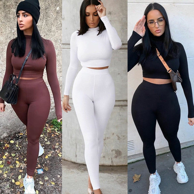 Sportswear Hot Crop Tops And Leggings Matching Outfits