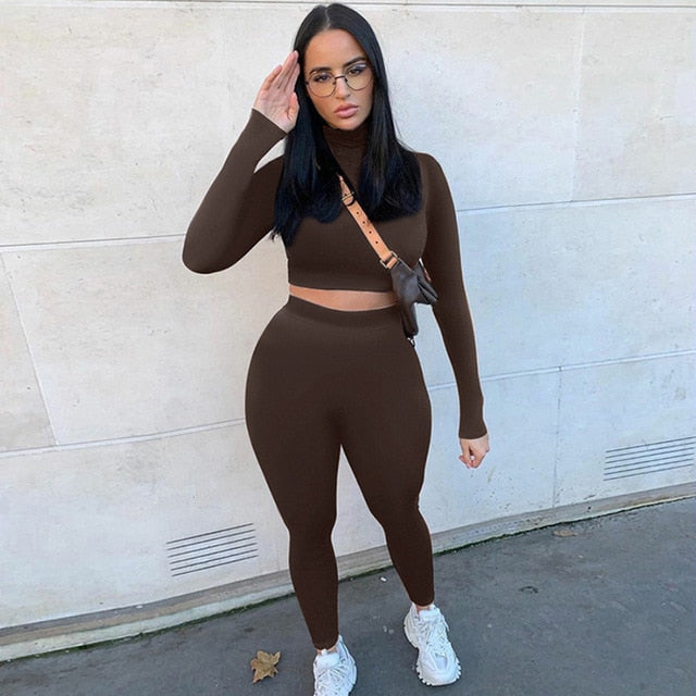 Sportswear Hot Crop Tops And Leggings Matching Outfits